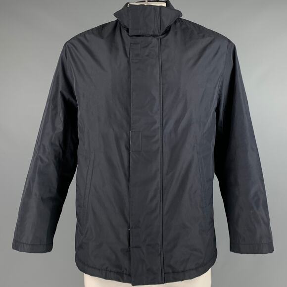 PAL ZILERI Size 44 Navy Solid Polyester Blend Zip Up Jacket